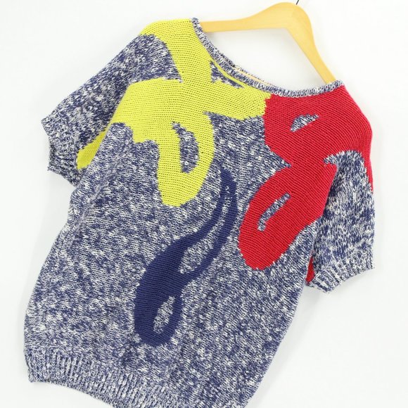 Vintage Shapely Knits Sweater Women's Retro Design Short Sleeve Knit Size XL 90s - Picture 2 of 7
